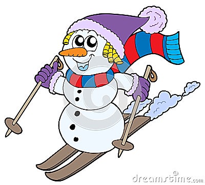 Skiing snowman Vector Illustration