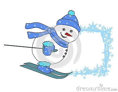 skiing snowman Vector Illustration