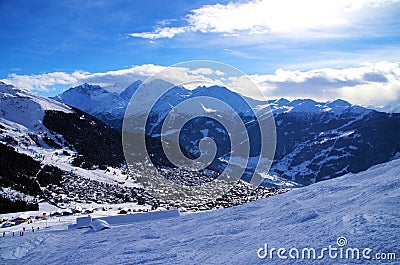 Skiing in Verbier Stock Photo