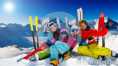 Skiing, winter fun Stock Photo