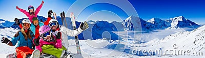 Skiing, winter fun Stock Photo