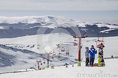 Skilift in Bucegi Mountains Editorial Stock Photo