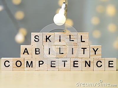 Skill Ability Competence, Business Words Quotes Concept Stock Photo