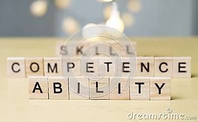 Skill Ability Competence, Business Words Quotes Concept Stock Photo