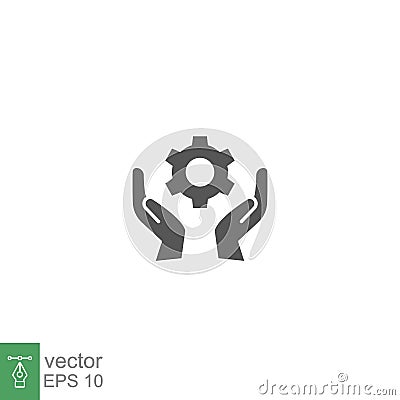 Skill ability icon. Skilled employee. Gear and hand symbol of talents and abilities Vector Illustration