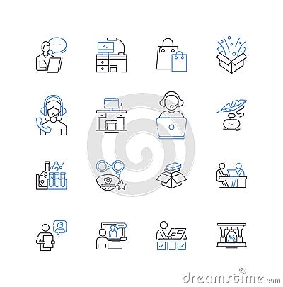Skill-based work line icons collection. Expertise, Proficiency, Craftsmanship, Knowledge, Mastery, Specialization Vector Illustration