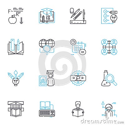 Skill-building linear icons set. Development, Mastery, Competence, Expertise, Growth, Practice, Learning line vector and Vector Illustration
