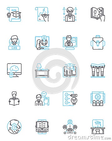 Skill-building linear icons set. Development, Mastery, Competence, Expertise, Growth, Practice, Learning line vector and Vector Illustration