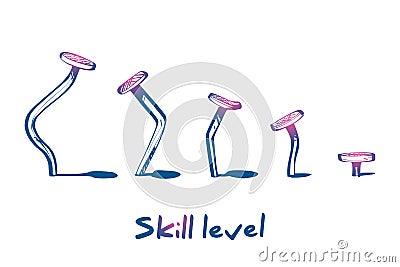 Skill level concept. Training skill. From beginner to skilled expert Vector Illustration