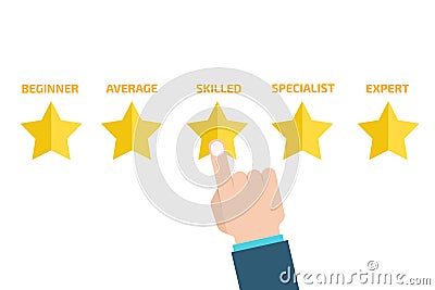 Skill Level consept with star and hand Vector Illustration