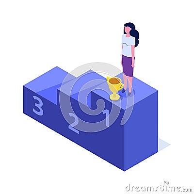 Skill level, education level and staff. The path to success isometric consept. Vector Illustration