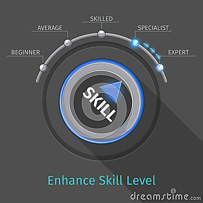 Skill levels vector knob button or switch Vector Illustration