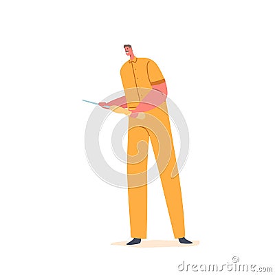 Skilled Carpenter Character Using A Chisel Tool To Meticulously Shape And Carve Wood, Creating Precise Cuts And Designs Vector Illustration