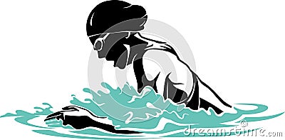 Breast Stroke Swimming Vector Illustration