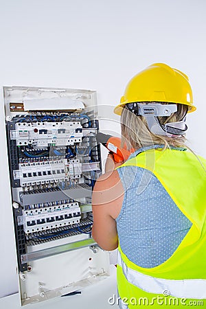 Skilled woman worker at work Stock Photo