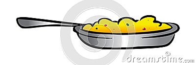 Skillet eggs Vector Illustration