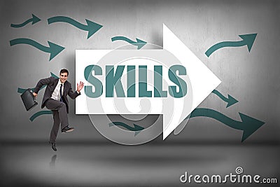 Skills against arrows pointing Stock Photo