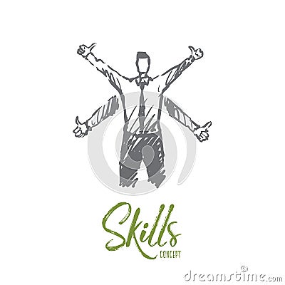 Skills, employee, business, career, success concept. Hand drawn isolated vector. Vector Illustration