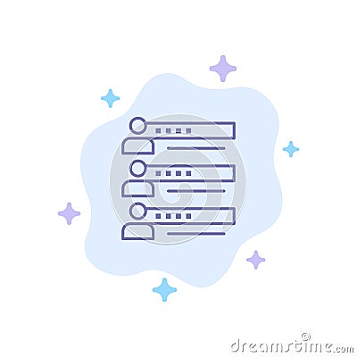 Skills, Graphs, People, Profile, Settings, Statistics, Team Blue Icon on Abstract Cloud Background Vector Illustration