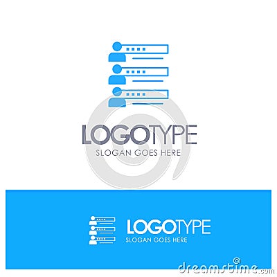 Skills, Graphs, People, Profile, Settings, Statistics, Team Blue Solid Logo with place for tagline Vector Illustration