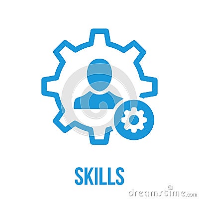 Skills icon with settings sign. Skills icon and customize, setup, manage, process symbol Vector Illustration