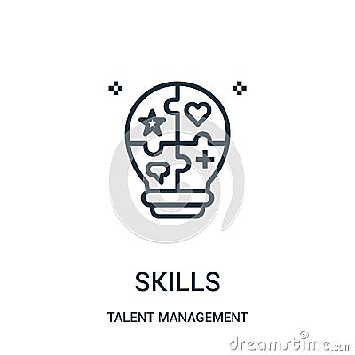 skills icon vector from talent management collection. Thin line skills outline icon vector illustration Vector Illustration