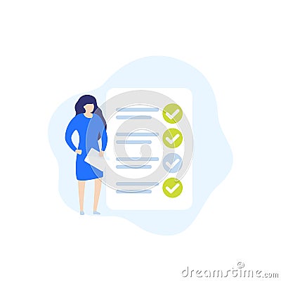 Skills, job requirements vector icon with woman Vector Illustration