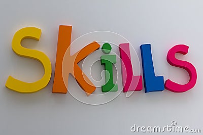 Skills Letters: Text Message on White Background Stock Photo