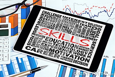 Skills word cloud concept Stock Photo