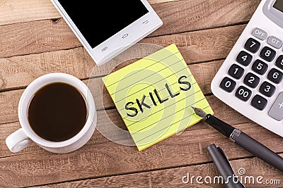 Skills word on memo Stock Photo