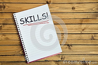 Skills word on notebook Stock Photo