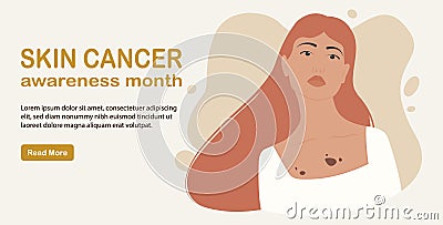 Skin cancer and melanoma awareness month woman screening Vector Illustration