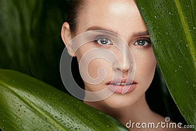 Skin Care. Beautiful Woman With Natural Makeup Stock Photo