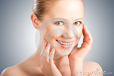 Skin care. face beautiful young healthy woman Stock Photo