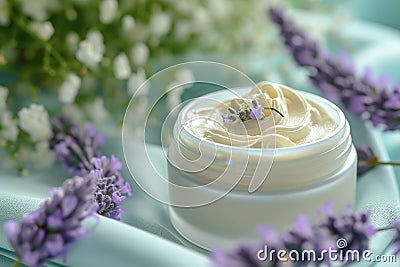 Skin care rejuvenating lotion cream, anti aging reading. Face masksauna. Beauty combination skin Product mockup lotion Stock Photo