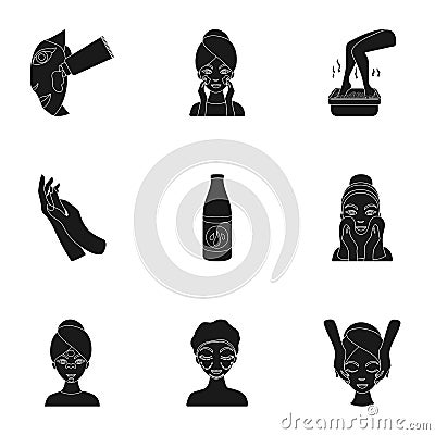 Skin care set icons in black style. Big collection of skin care vector symbol Vector Illustration