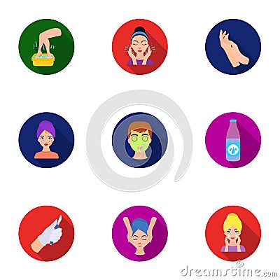 Skin care set icons in flat style. Big collection of skin care vector symbol stock illustration Vector Illustration