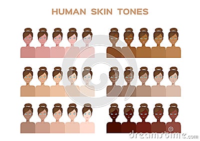 Skin color index , infographic . dark to light skin Vector Illustration