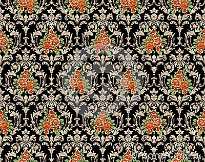 Skin color scroll ornament, and abstract with flowers, background allover Textile Repeat Stock Photo