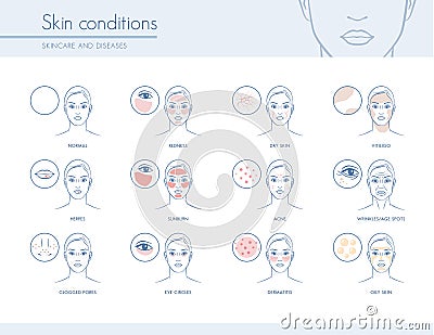 Skin conditions Vector Illustration