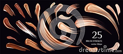 Skin foundation brush strokes collection. Smears Vector Illustration