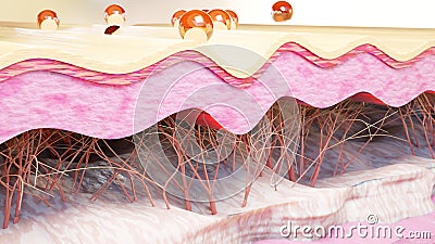 Skin Layer Rinse Smoothing. Skin care action Collagen repair effect, skin rejuvenation process, wrinkle removal Stock Photo