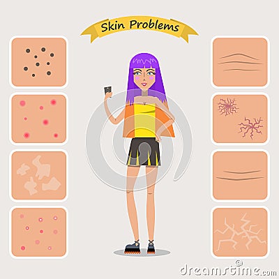 Skin problems concept. Vector Illustration