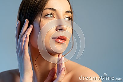 skin rejuvenation aesthetic cosmetology woman face Stock Photo
