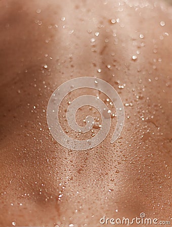 Skin sun tan wet closeup texture background human back Stock Photo