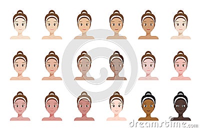 Skin tone color index . face of women Vector Illustration