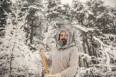 Skincare and beard care in winter, beard warm in winter. Stock Photo