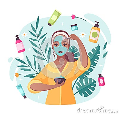 Skincare Cartoon Composition Vector Illustration