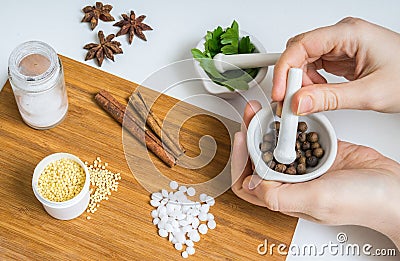 Skincare concept. Woman is preparing homemade cosmetics or makeup Stock Photo