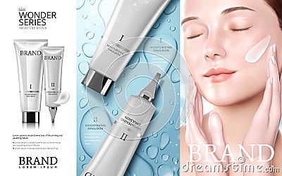 Skincare cosmetic ads Vector Illustration